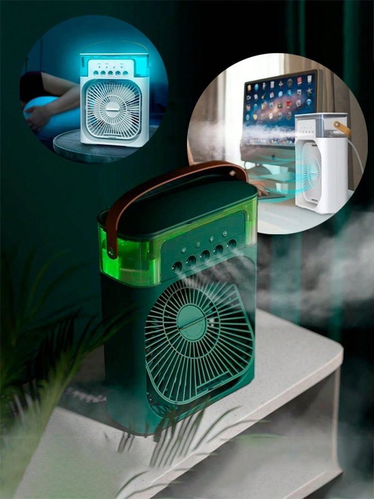 Mini climatiseur portable avec brumisateur intégré et éclairage LED